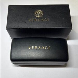 Versace Black Leather Accessory Case